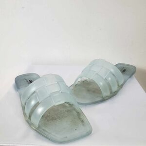 ASOS US size 9 Clear Wide fit Frame Woven Jelly Flat Mules